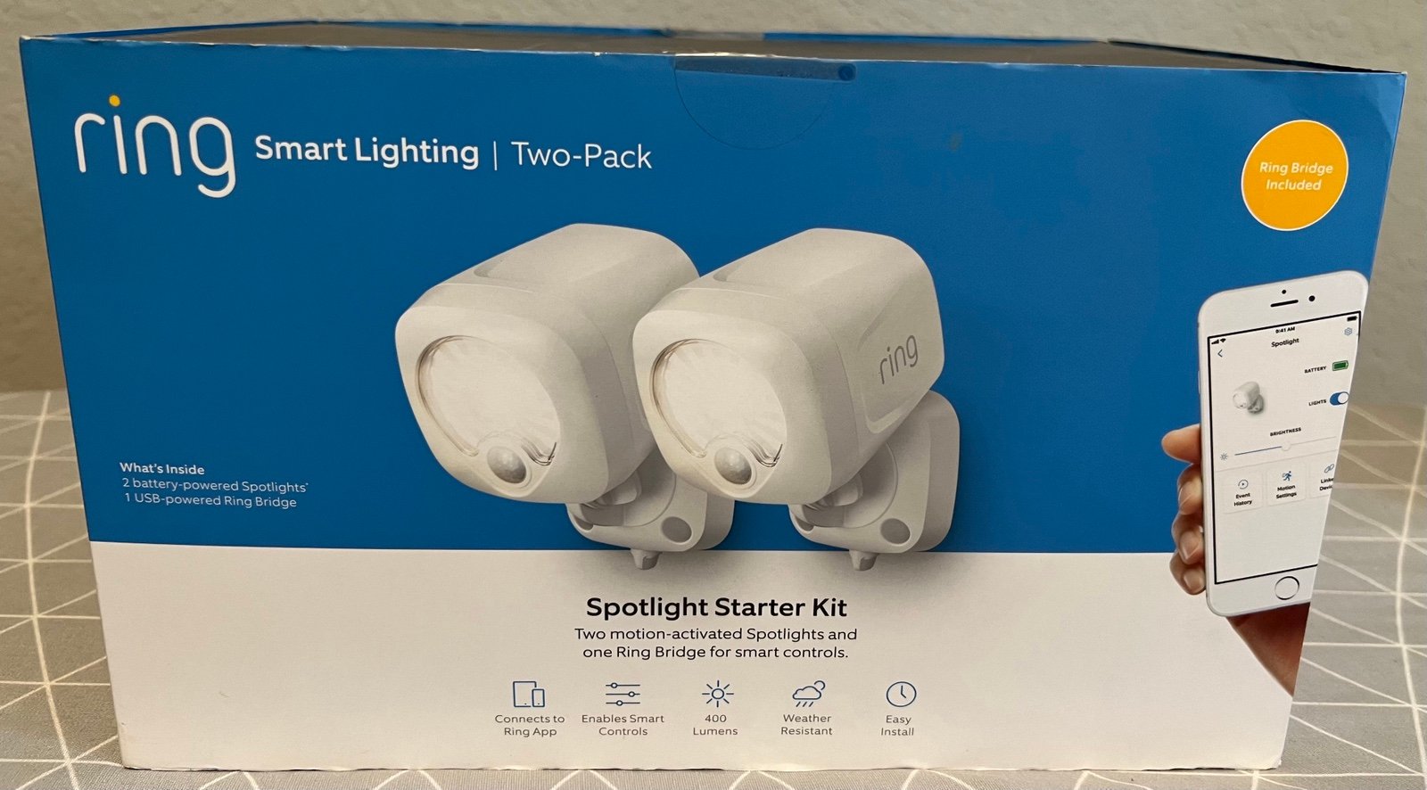 Ring White Smart Lighting Motion Activated Outdoor Integrated LED Spot Light