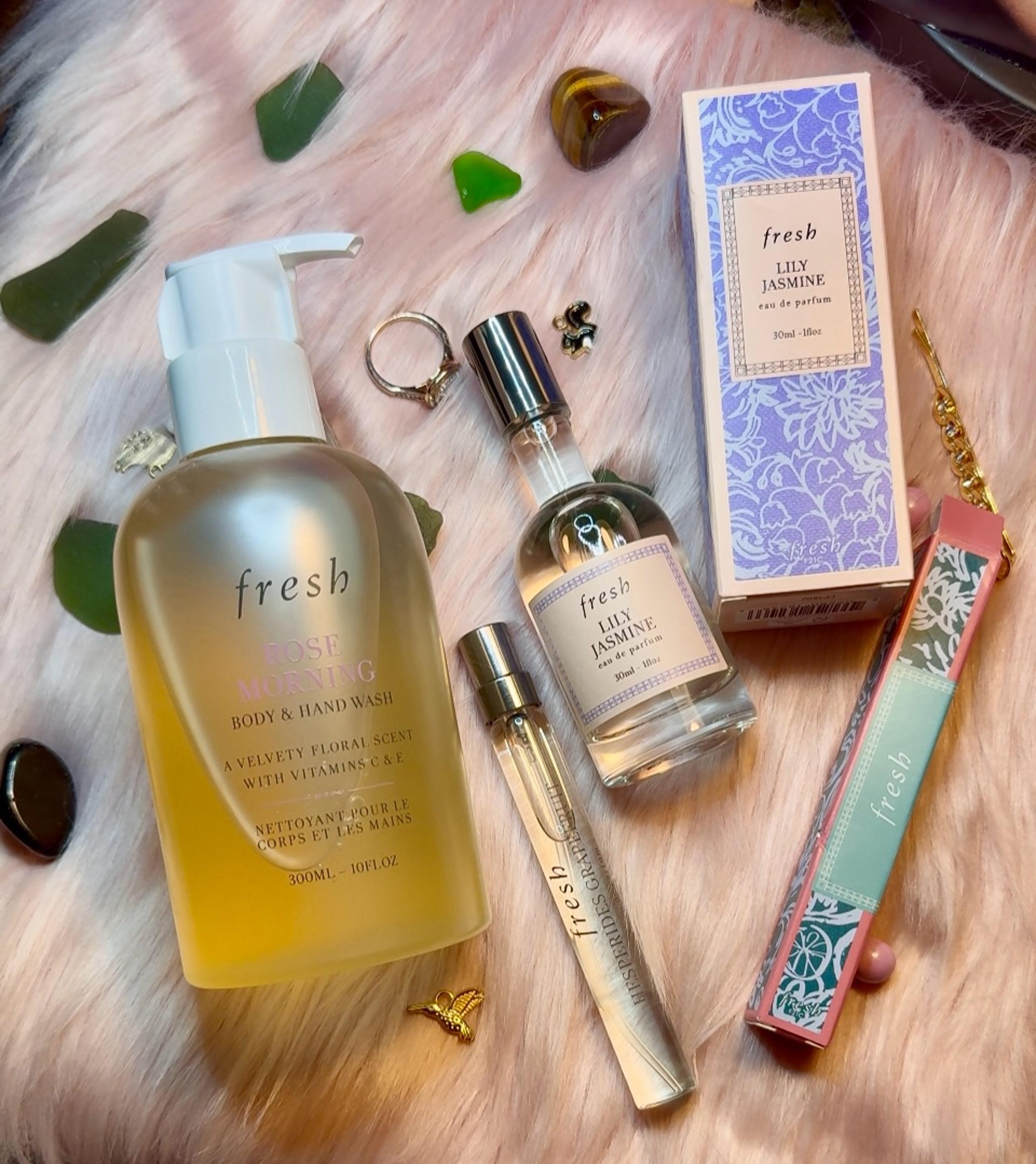 FRESH Trio: Rose Morning Body Wash, Lily Jasmine EDP & Hesperides Grapefruit EDP