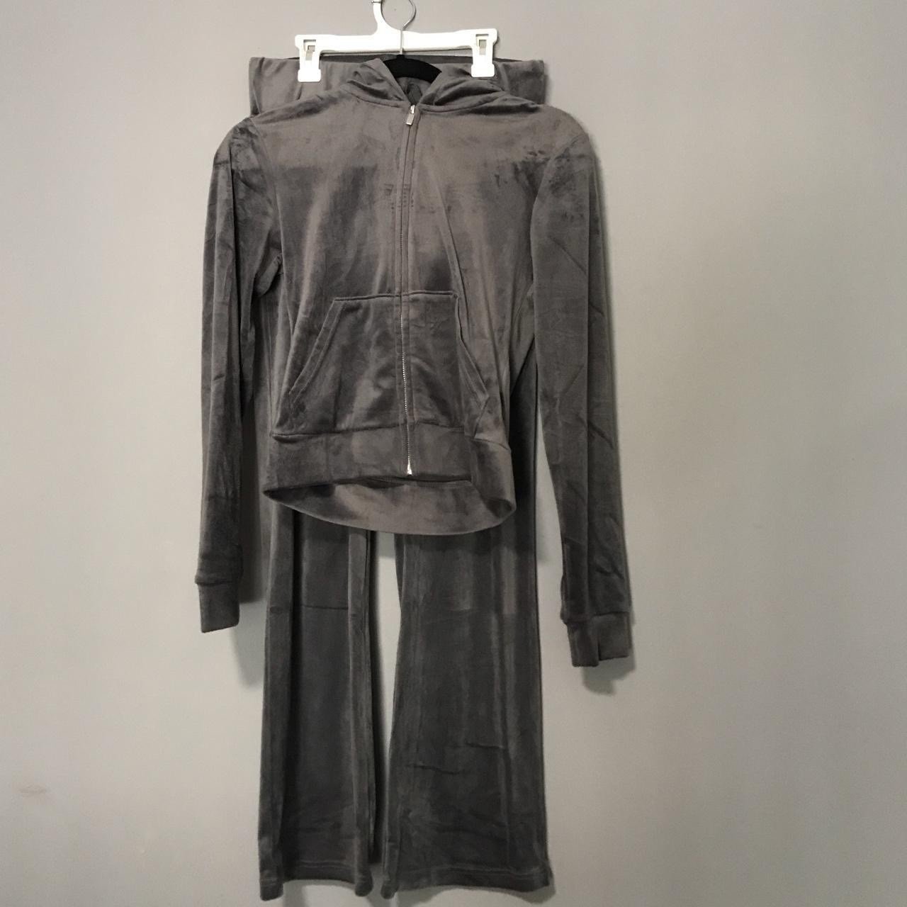grey velvet tracksuit set