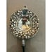 SSMC Antique Sterling Silver Floral Repousse Tea Strainer with Ebony Handle