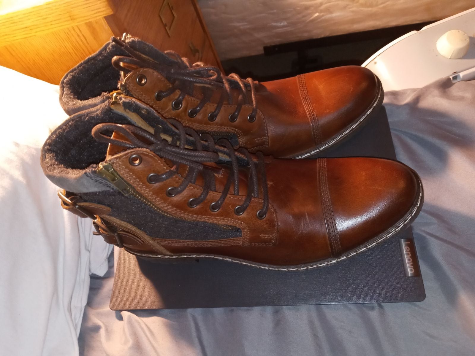 Steve madden combat boots with zippers a