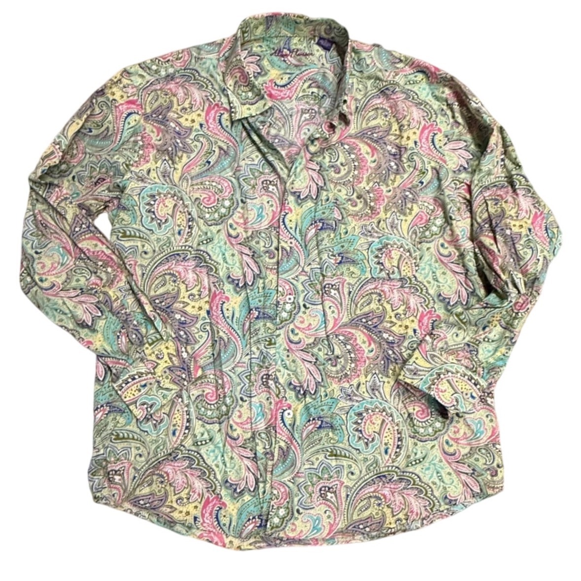 Alan Flusser Paisley Button Down Shirt Colorful Print XL Spring
