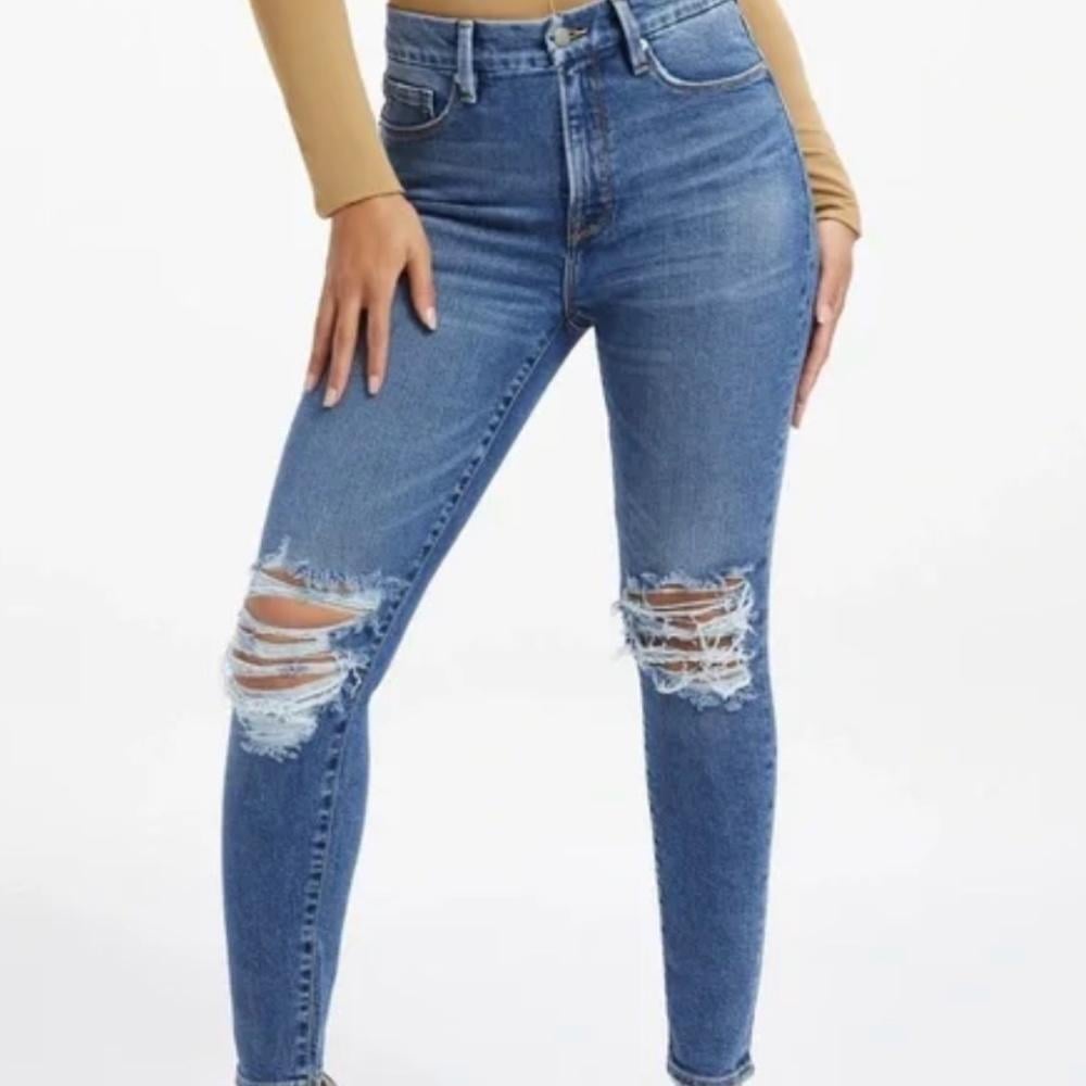 NWT GOOD AMERICAN Good Legs Split Back Pocket Skinny Jeans size 4