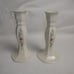 2x Belleek Ireland Country Trellis Candlesticks With Pink Floral Design 7 Tall