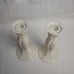2x Belleek Ireland Country Trellis Candlesticks With Pink Floral Design 7 Tall
