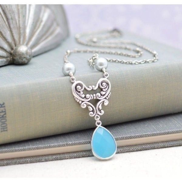 Art Nouveau Blue Gem Necklace