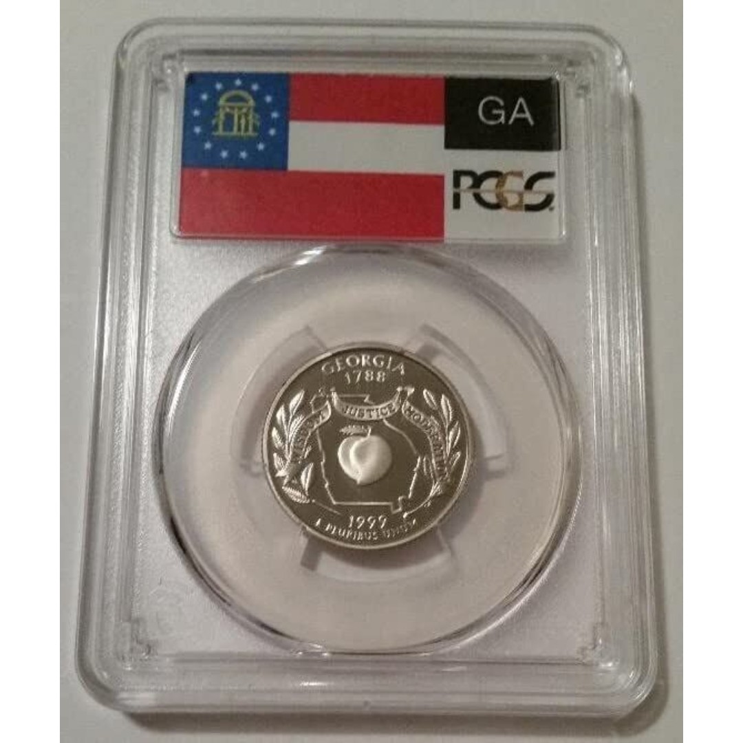 1999 S Clad Georgia State Quarter Proof PR70 DCAM PCGS Flag Label