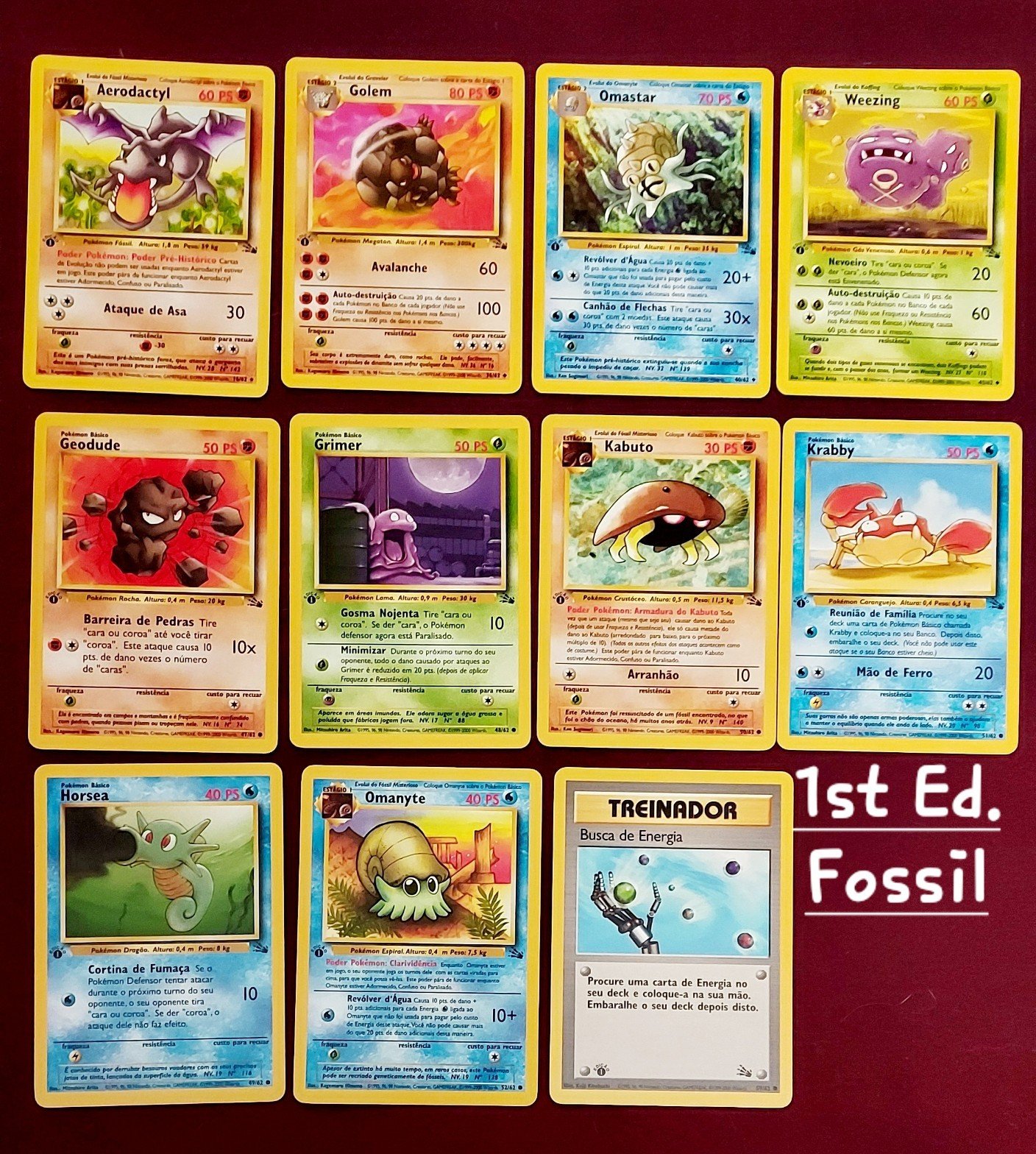 Pokemon 1st Edition Fossil Portuguese Lot NM+