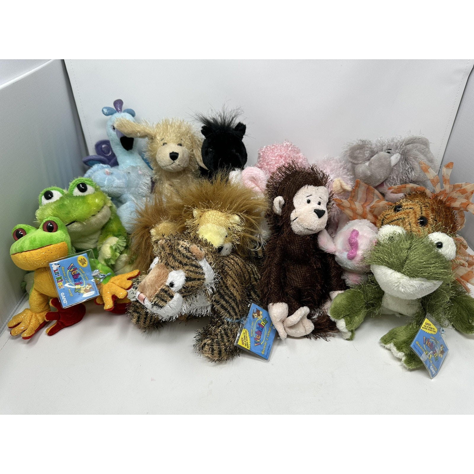 Ganz Webkinz Huge Lot Stuffed Animals Elephant Pig Lion Frog Fish Bunny Poodle