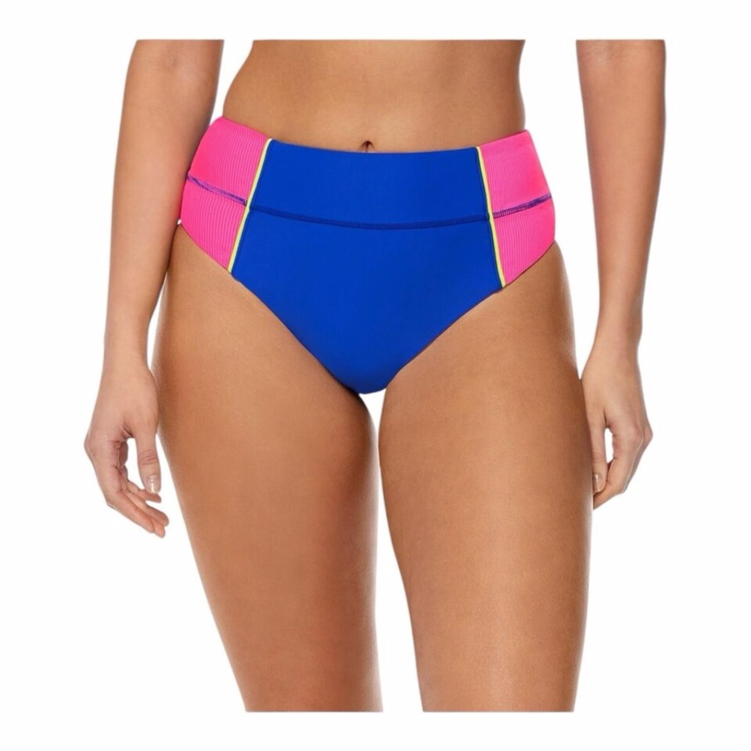Reebok Color Block High Waist Bikini Bottom blue pink - M
