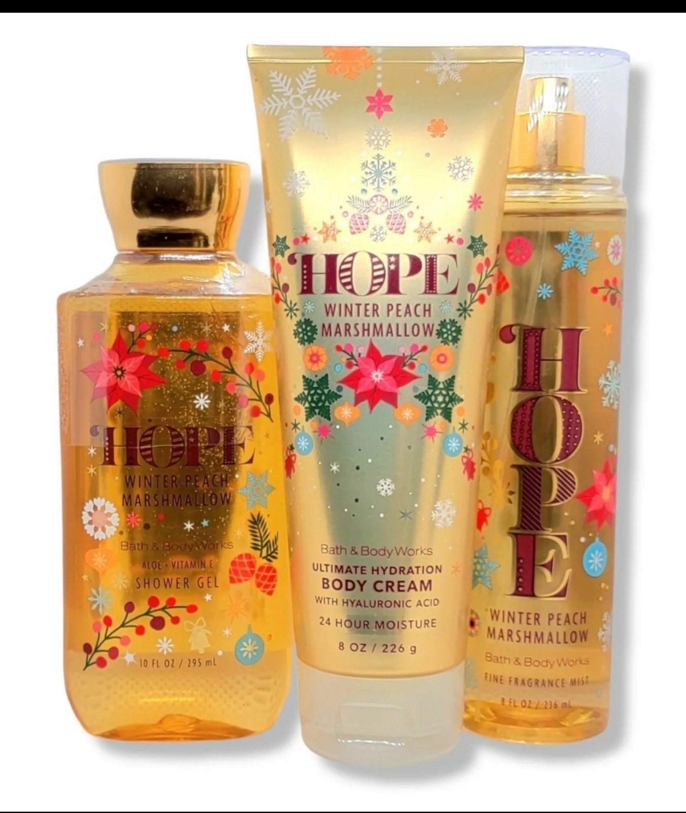 Bath and body works Winter Peach Marshmallow Set 3 pcs