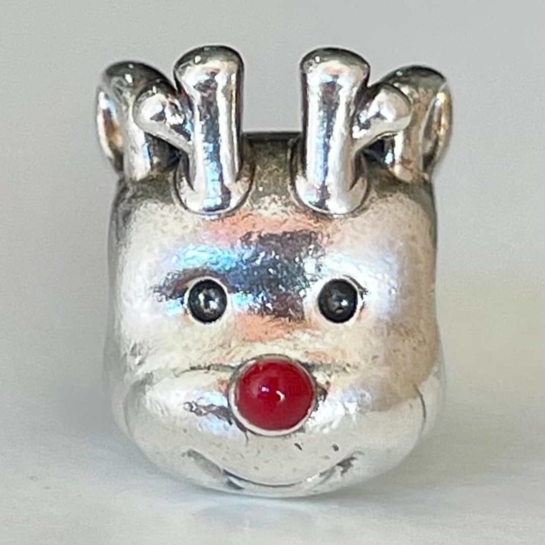 Pandora Rudolph the Red-Nosed Reindeer Christmas Charm with Red Enamel