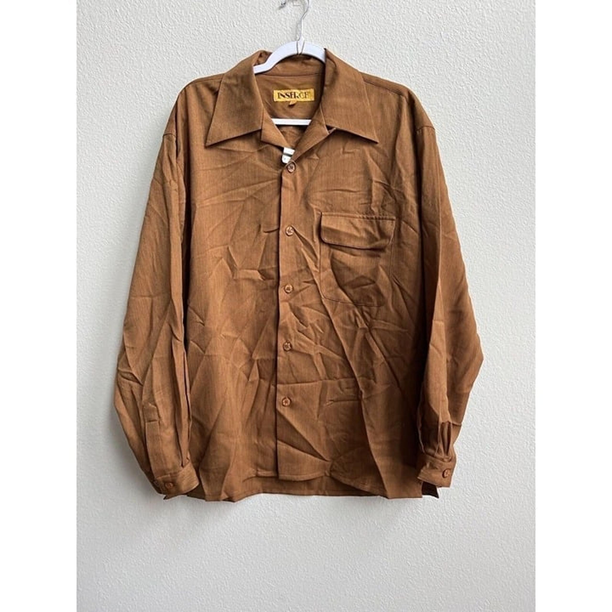 Inserch Limited Edition Men's Casual Button Long Sleeve Micro Polyester Shirt L