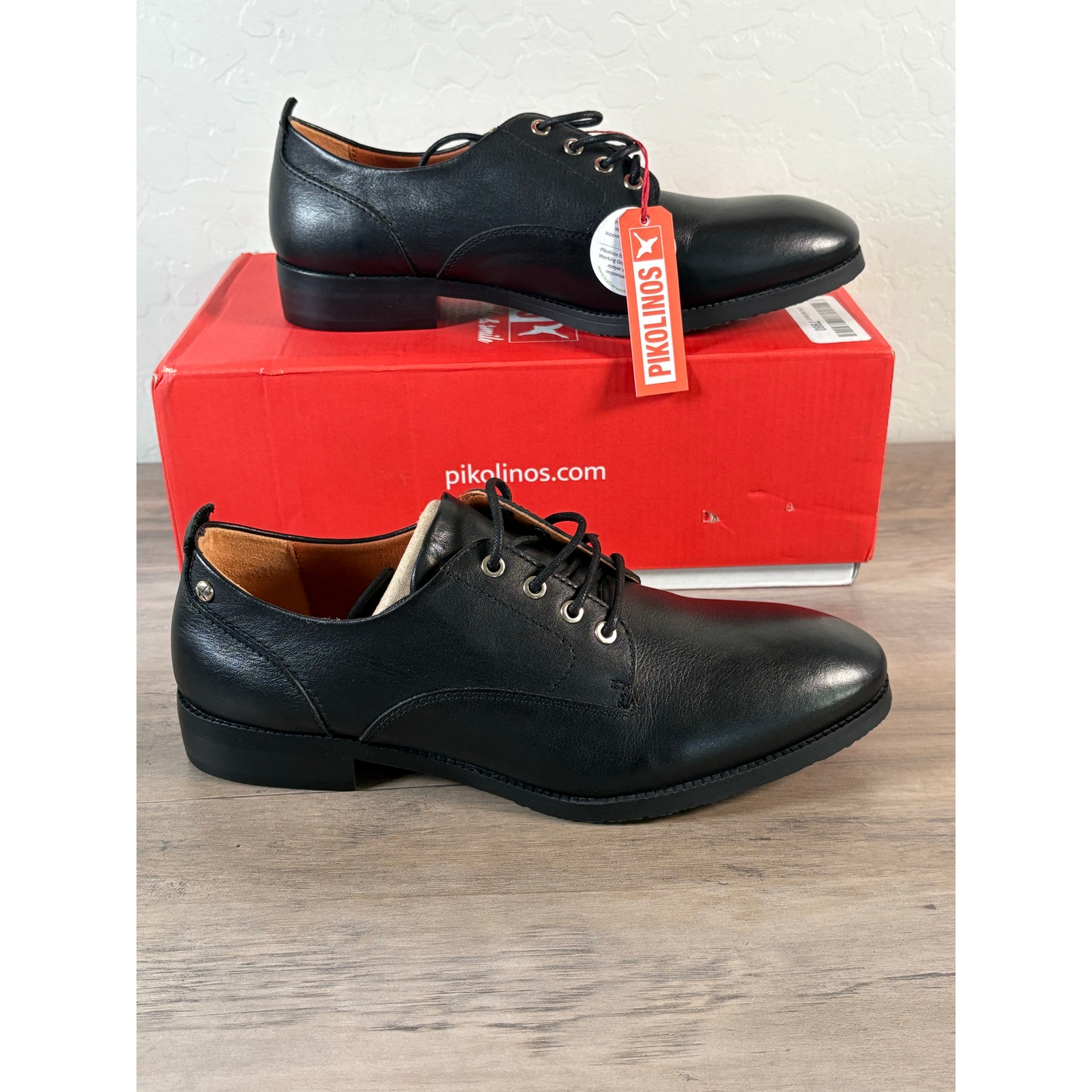Pikolinos Women's Royal W4D-4722 Oxford Shoes Black Leather Size 38 US 7 New