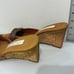 Womans Olivia Rose Tal Ny Size 9 Silk Leather Slip On Orange Sequin Wedge Mules