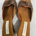 Womans Olivia Rose Tal Ny Size 9 Silk Leather Slip On Orange Sequin Wedge Mules