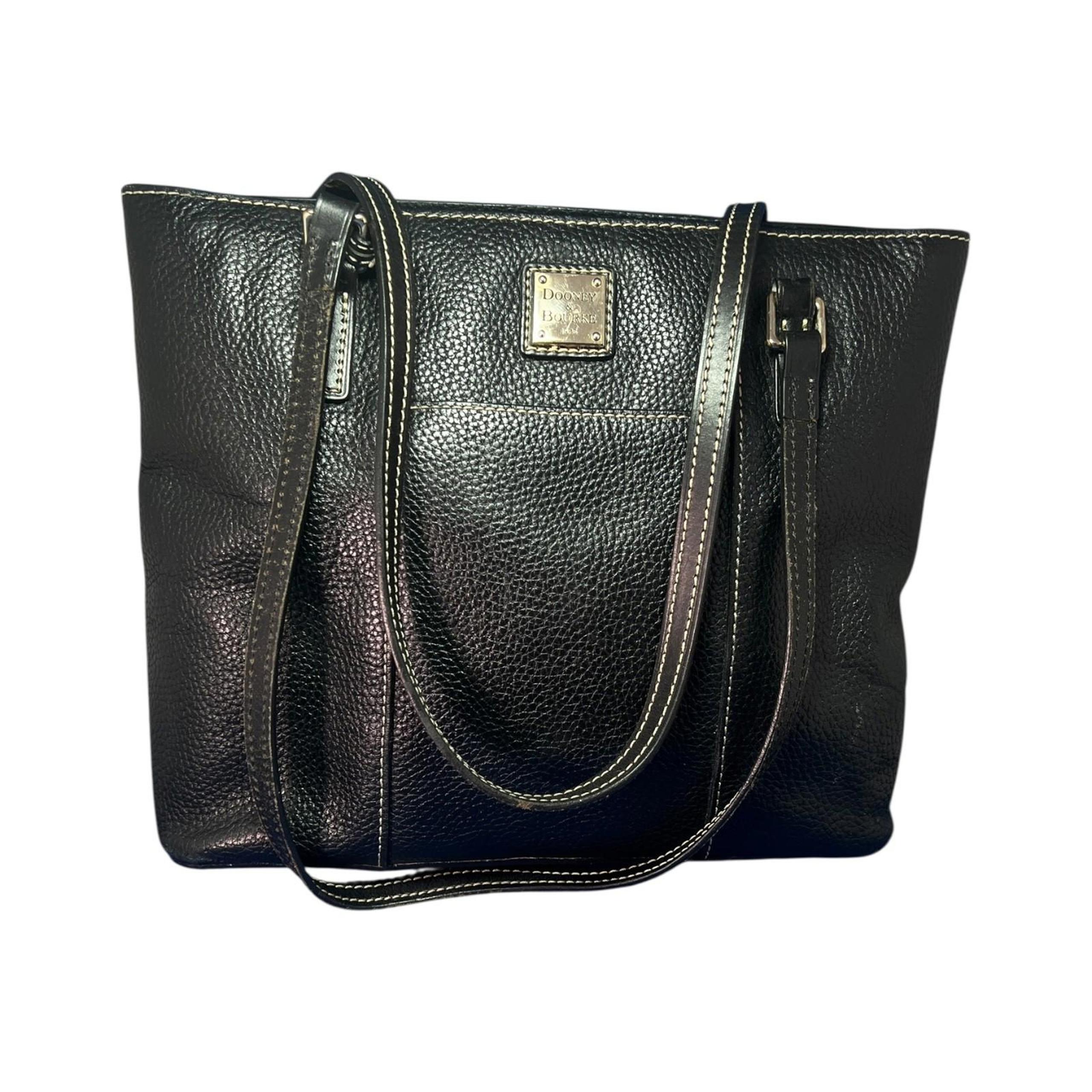$278 Dooney & Bourke Black Pebbled Leather Lexington Tote Purse Red Lining Duck