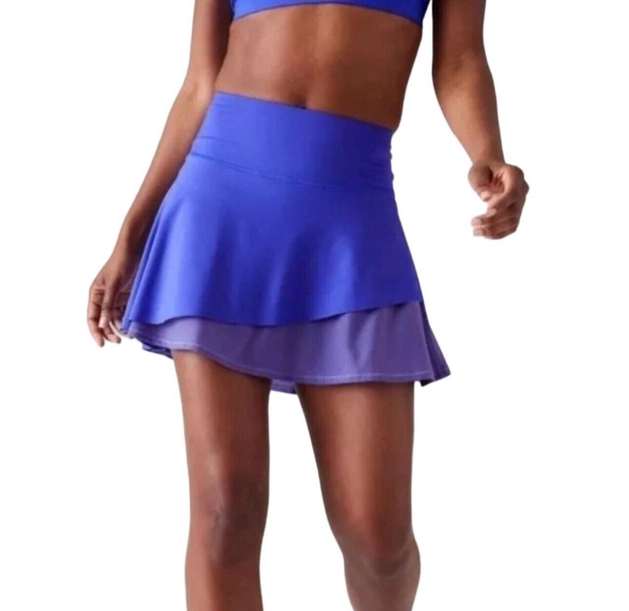 ATHLETA ACE MESH TENNIS SKORT Sz MLazurite Blue Gripper Short Pickleball2