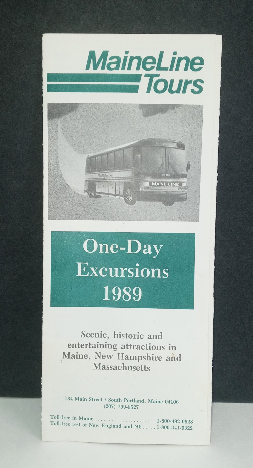 Vintage Maineline Tours 1989 One Day Excursions Brochure Maine, NH & Mass