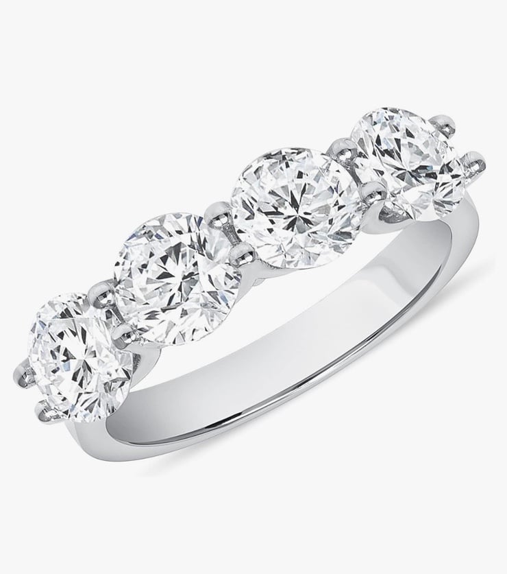 2 Ct Round Brilliant Cut Moissanite 4 Stone Wedding Band Ring in 14k Gold