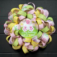 Handmade Easter Wreath Front Door Decoration 20 Inch Burlap Mesh