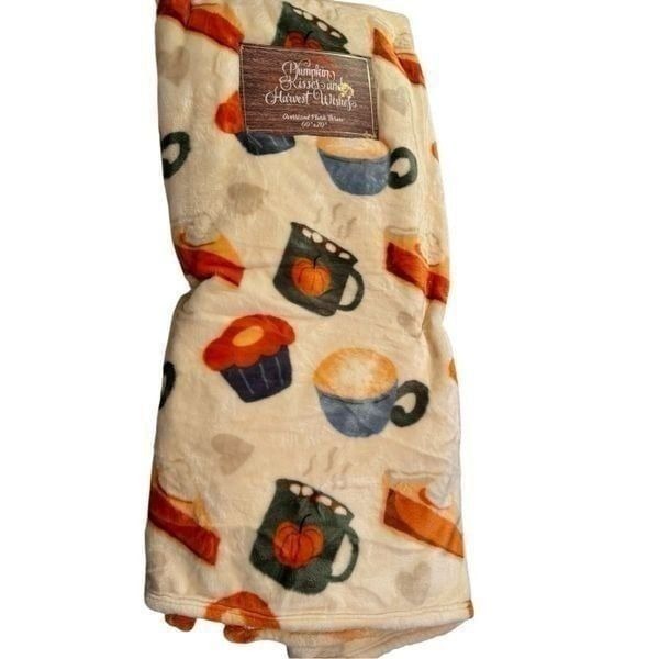 NEW Pumpkin Kisses and Harvest Wishes Oversized Plush Throw 60” x 70” PERFECT FO