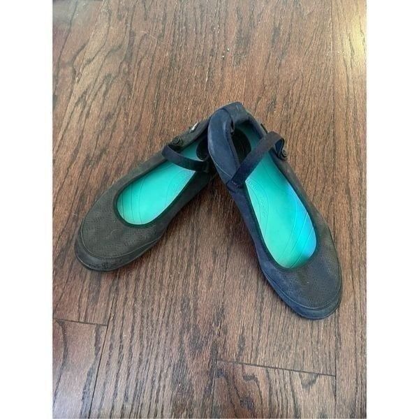 Teva Womens Niyama Mary Jane Black Leather Outdoor Hiking Flats Comfort shoes si