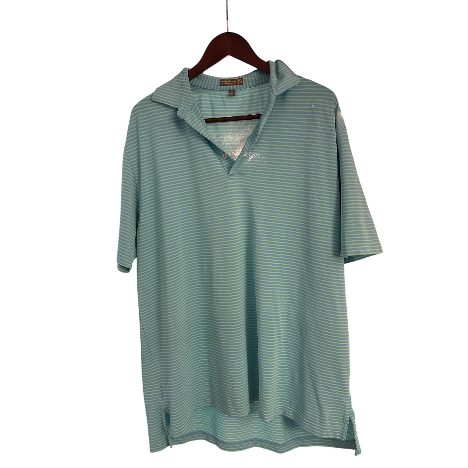 Peter Millar Seaside Wasin Golf Polo Green Striped Size Extra Large