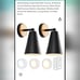 2 pack wood wall sconces wireless w/remotes matte black