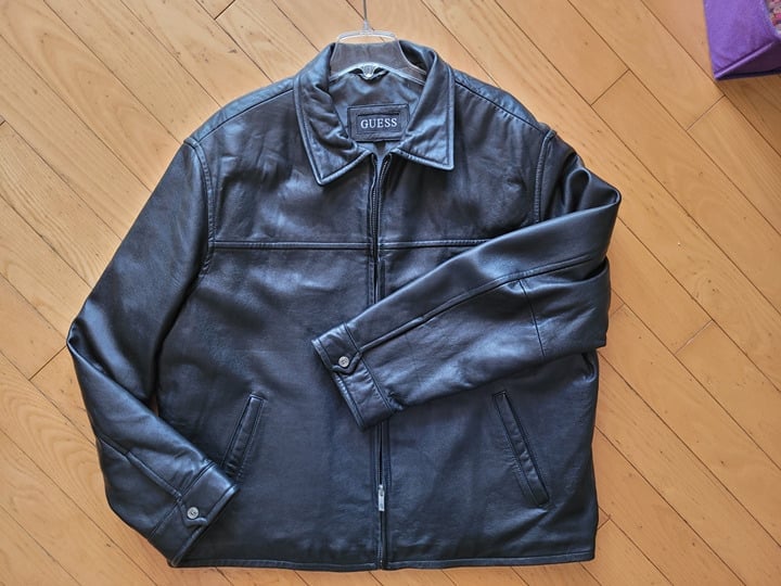Mens Guess Genuine Leather Jacket
