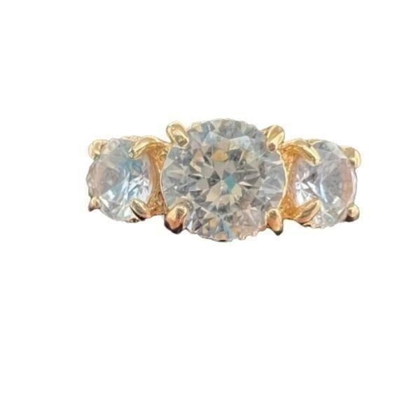 Gold Plated Diamondesque Engagement/Cocktail/Anniversary Ring - 7