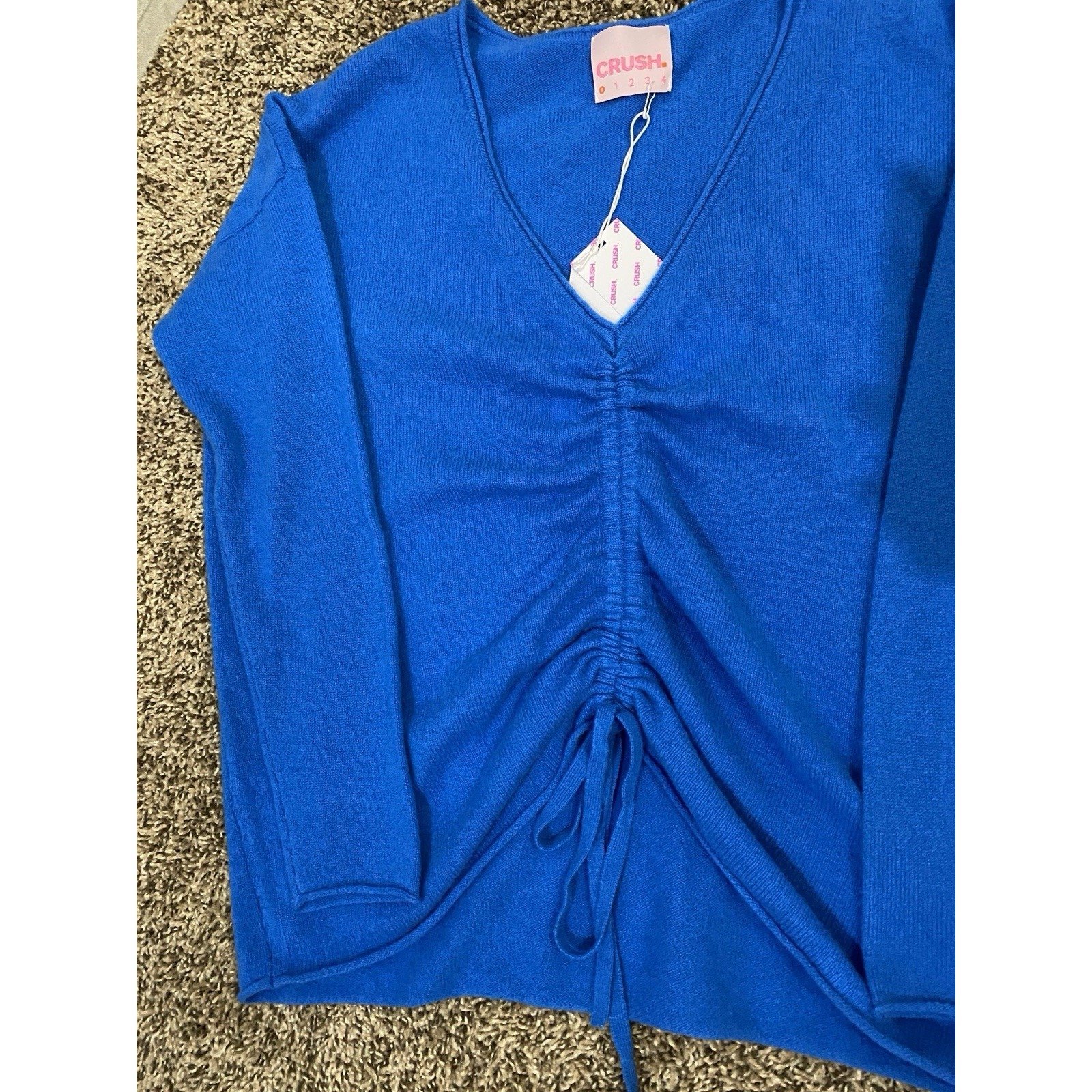 New CRUSH Crewneck Sweater Women's Medium 100% CASHMERE Sapphire Blue MAYA