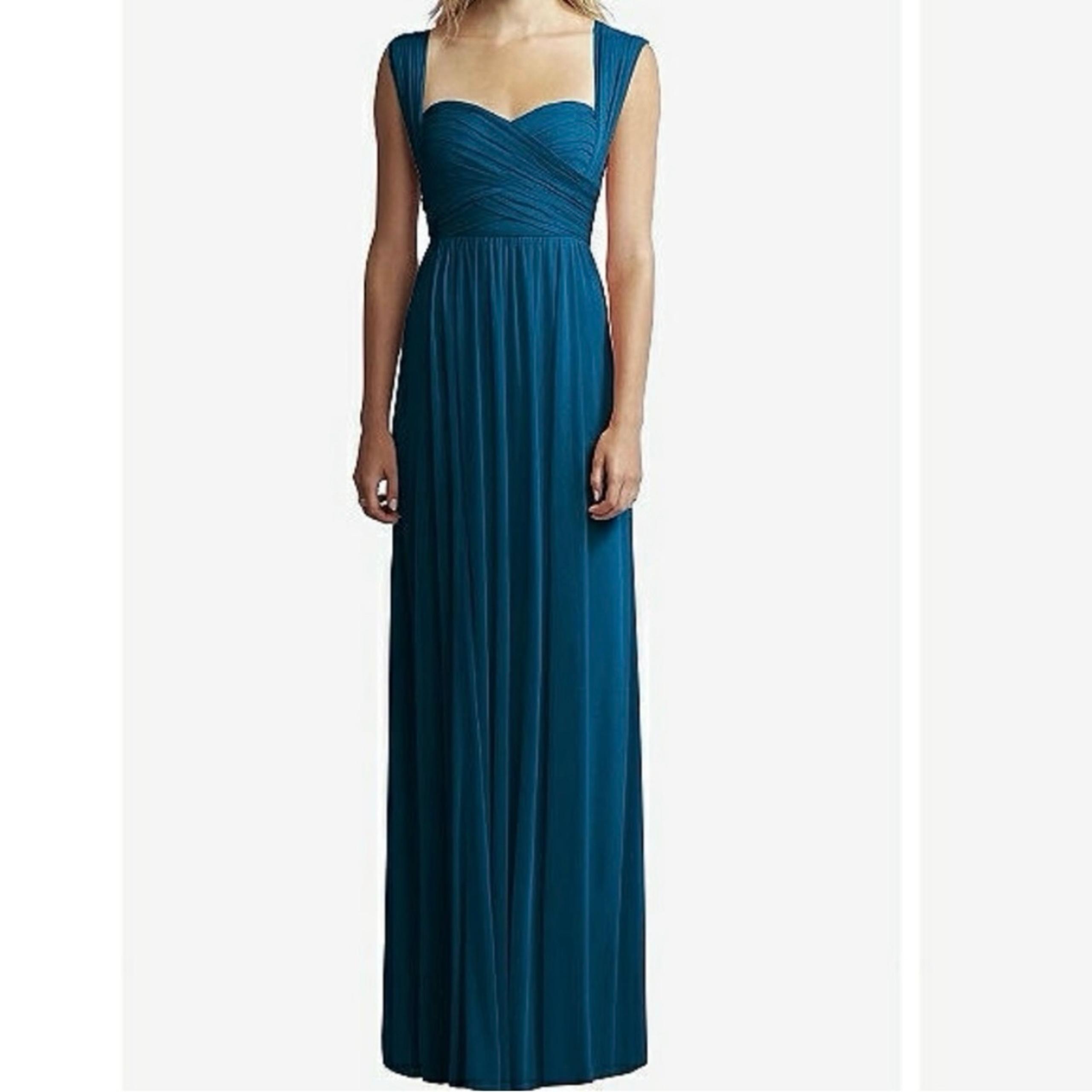Jenny Yoo Chiffon Knit Bridesmaid Dress in Ocean Blue Size 12 NWT