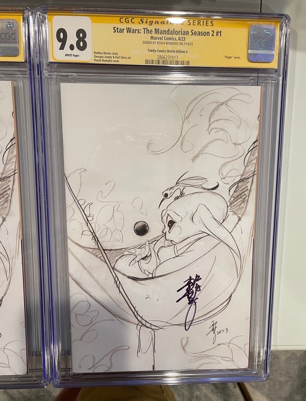 SDCC 2023 Trinity SW Mandalorian Season 2 #1 Sketch Signed Peach Momoko CGC 9.8