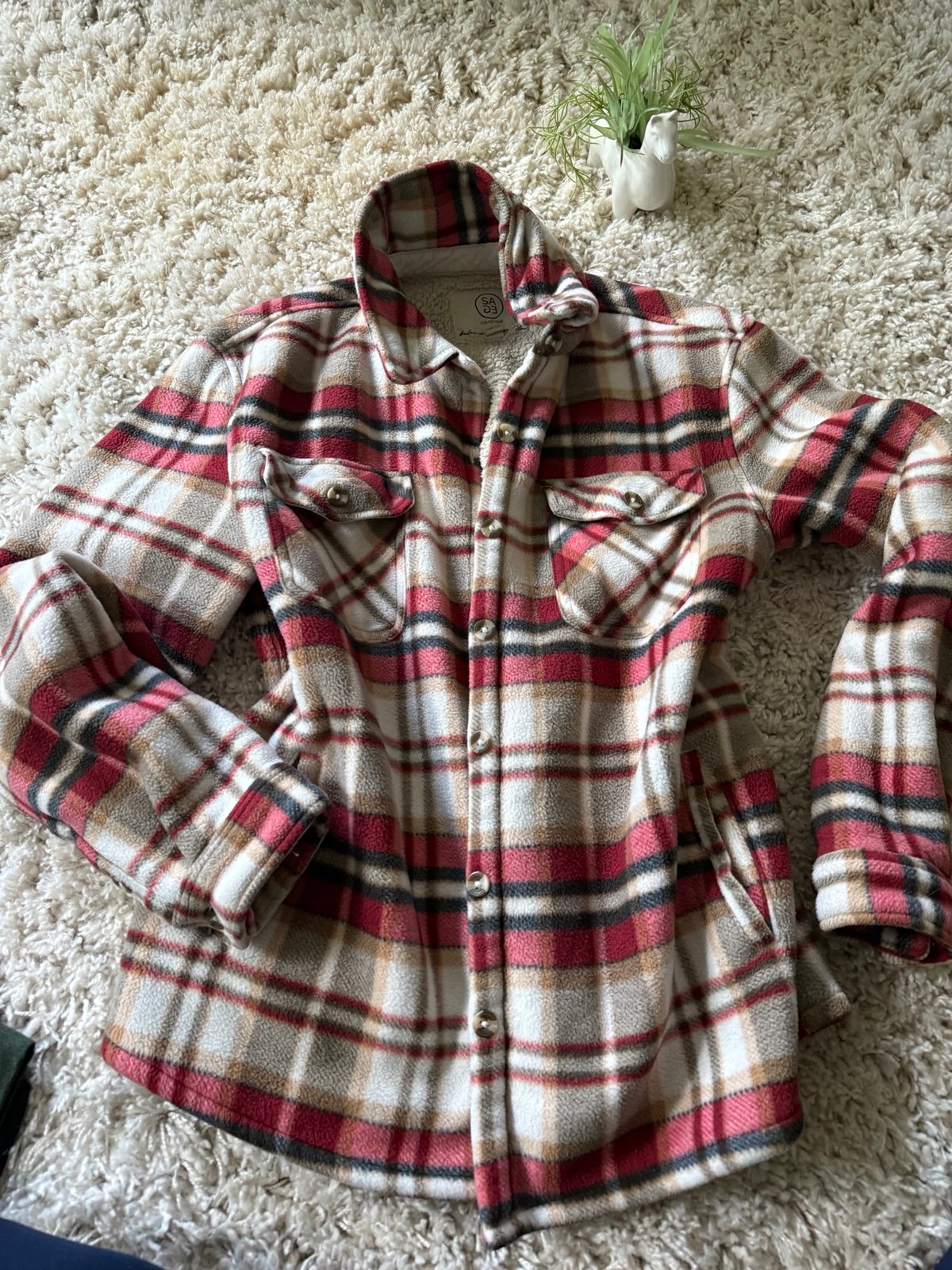 Plush SAGE sherpa material super cute spring fall cozy jacket . Ideal for warmth