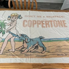 Coppertone beach towel vintage 1950s