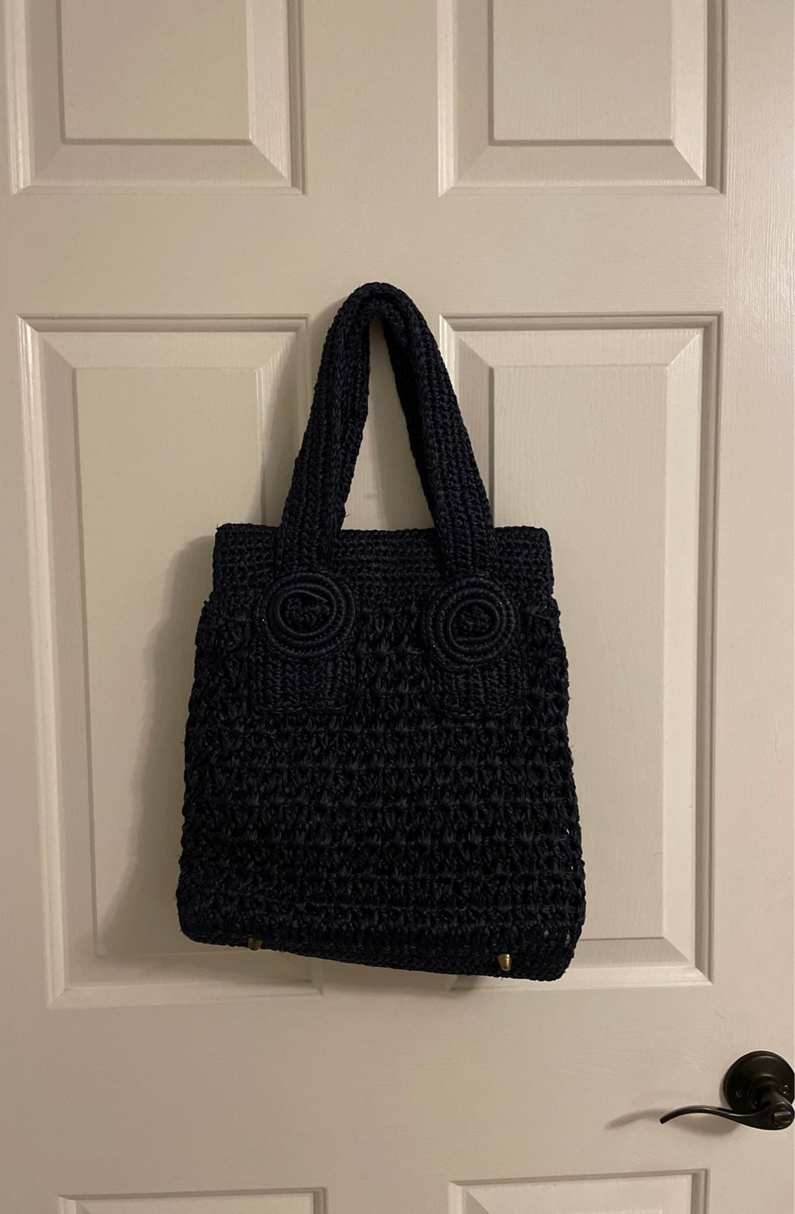 Vintage walborg blue raffia handbag