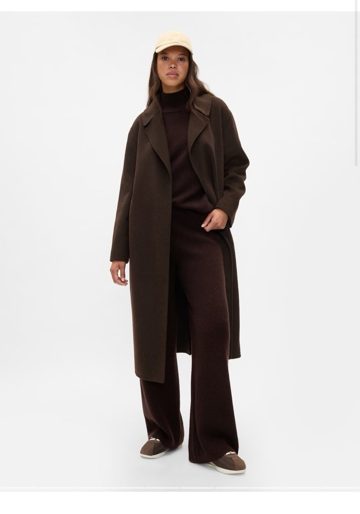 Belted Double-Faced Wool Coat NEW with Tags S Petite | terra brown