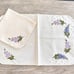 Linen Placemats & Napkins Hand Embroidered Set of 4 Ecru Purple Vintage