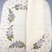 Linen Placemats & Napkins Hand Embroidered Set of 4 Ecru Purple Vintage