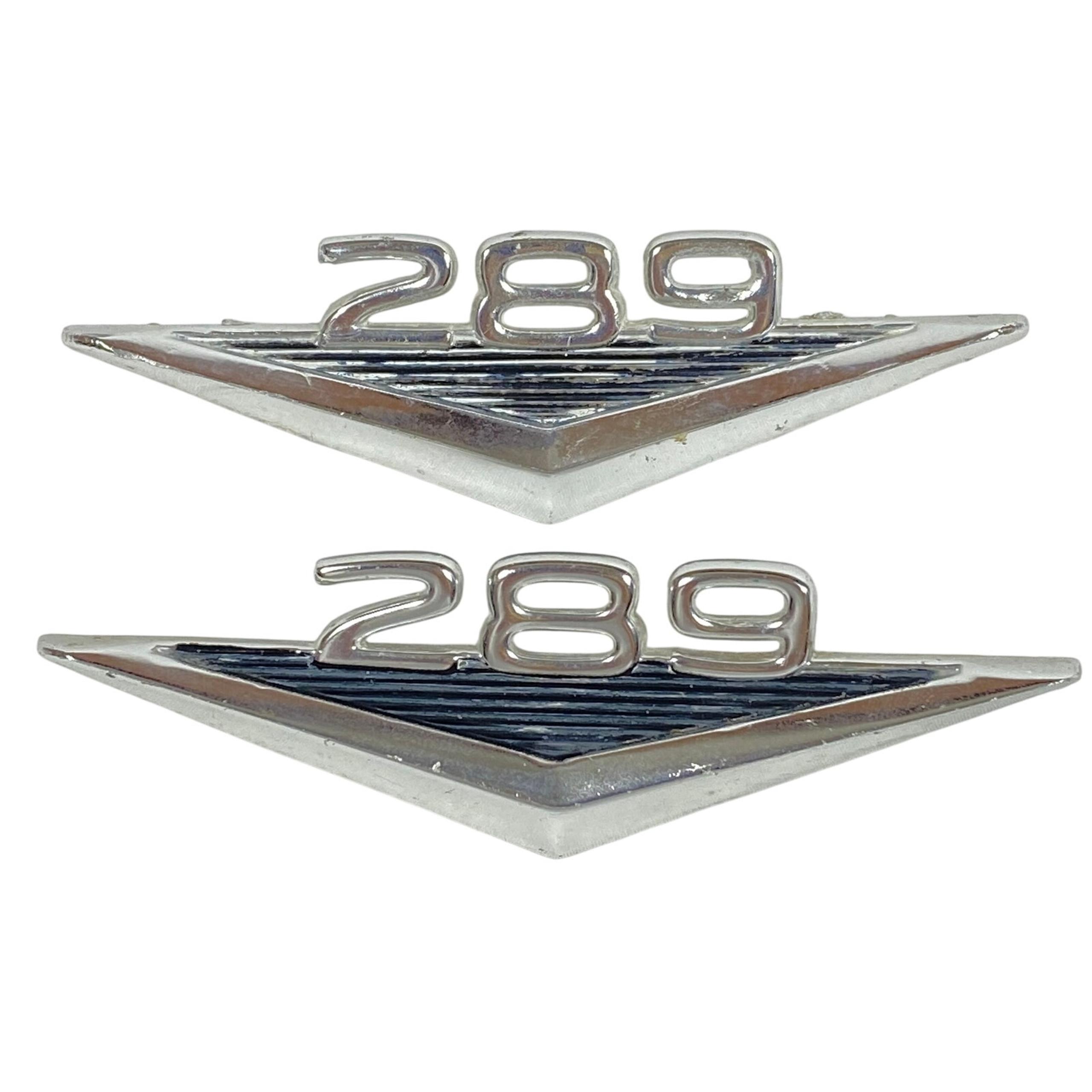 Vintage '65 '66 Ford Mustang Car 289 V8 Fender Emblem Pair Set OEM Parts