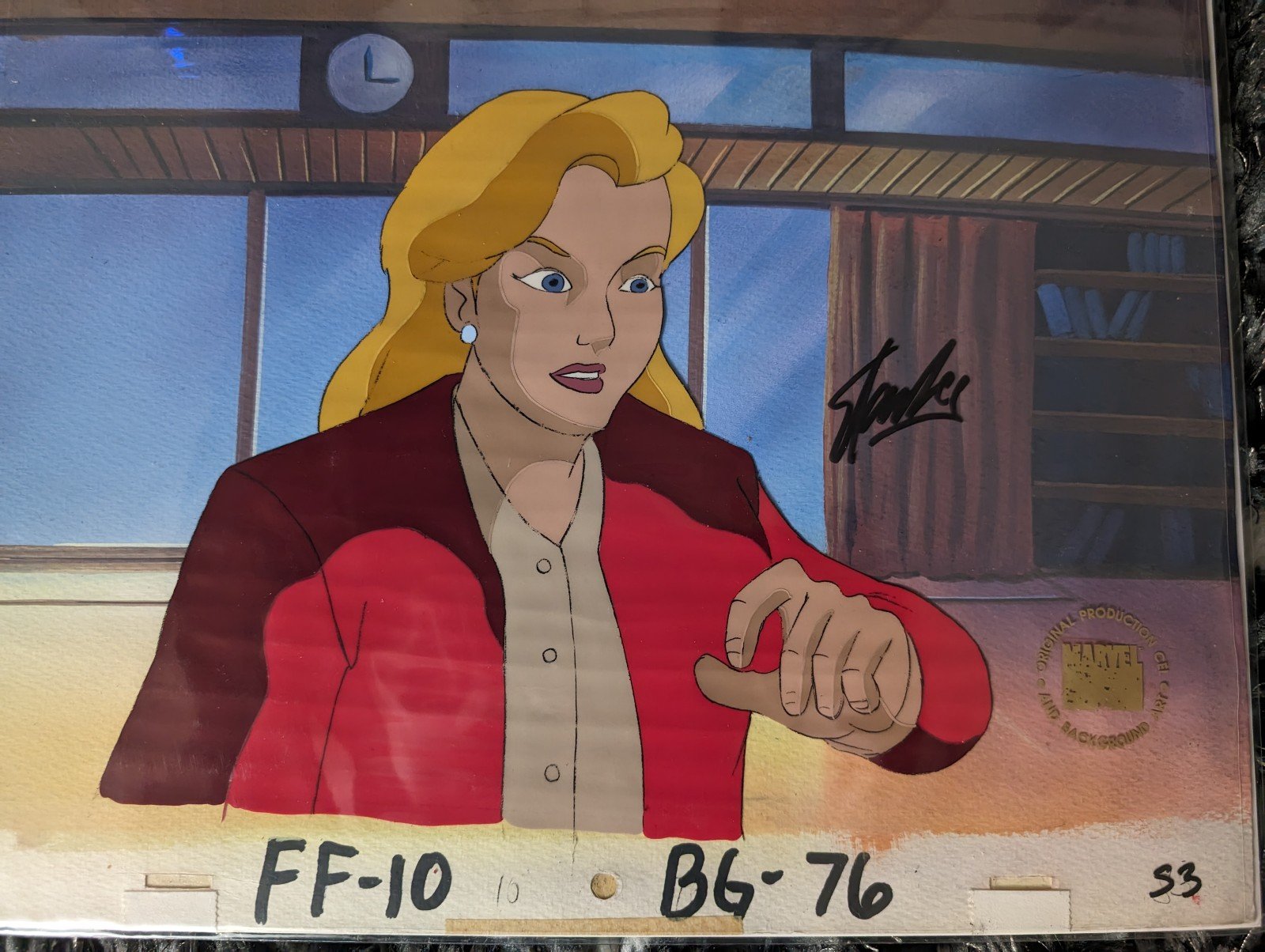 X-Men animated series production cel Val Cooper signed by Stan Lee