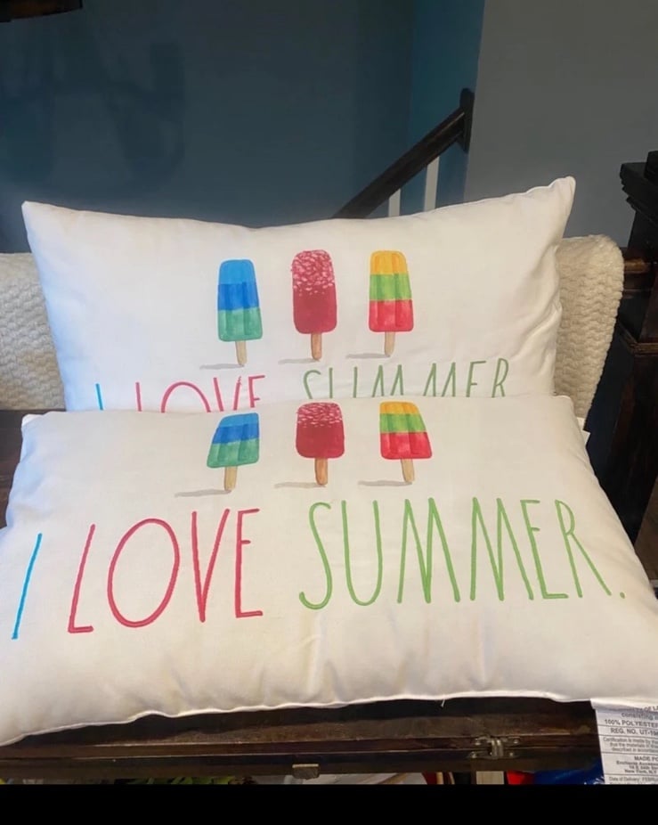 Rae Dunn I LOVE SUMMER pillows (with popsicles) X 2 **PLEASE READ**
