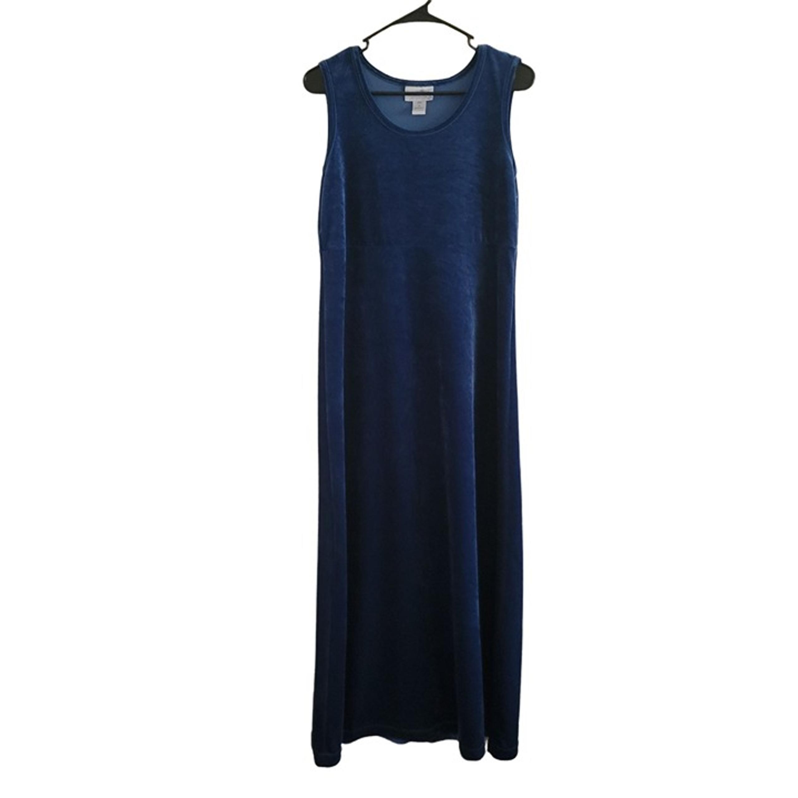Diane Von Furstenberg Velvet Maxi Dress Womens Medium Blue Velour Sleeveless