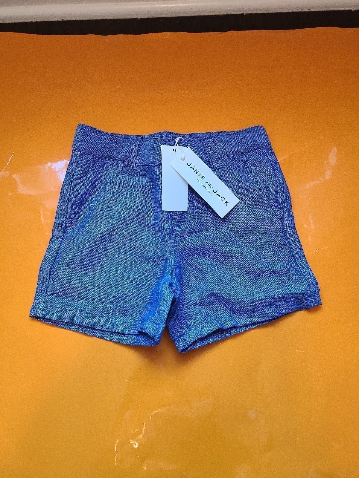 Janie&Jack blue linen infant boy short