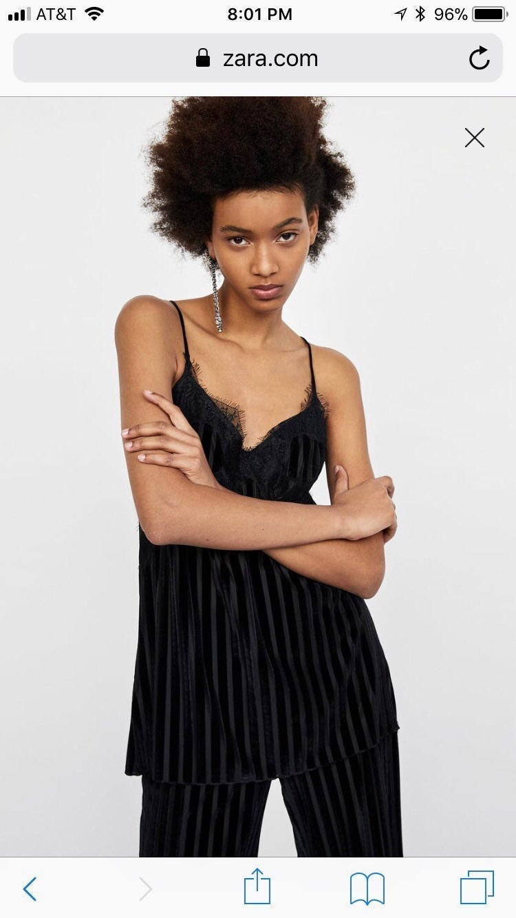 Zara Striped Velvet Top