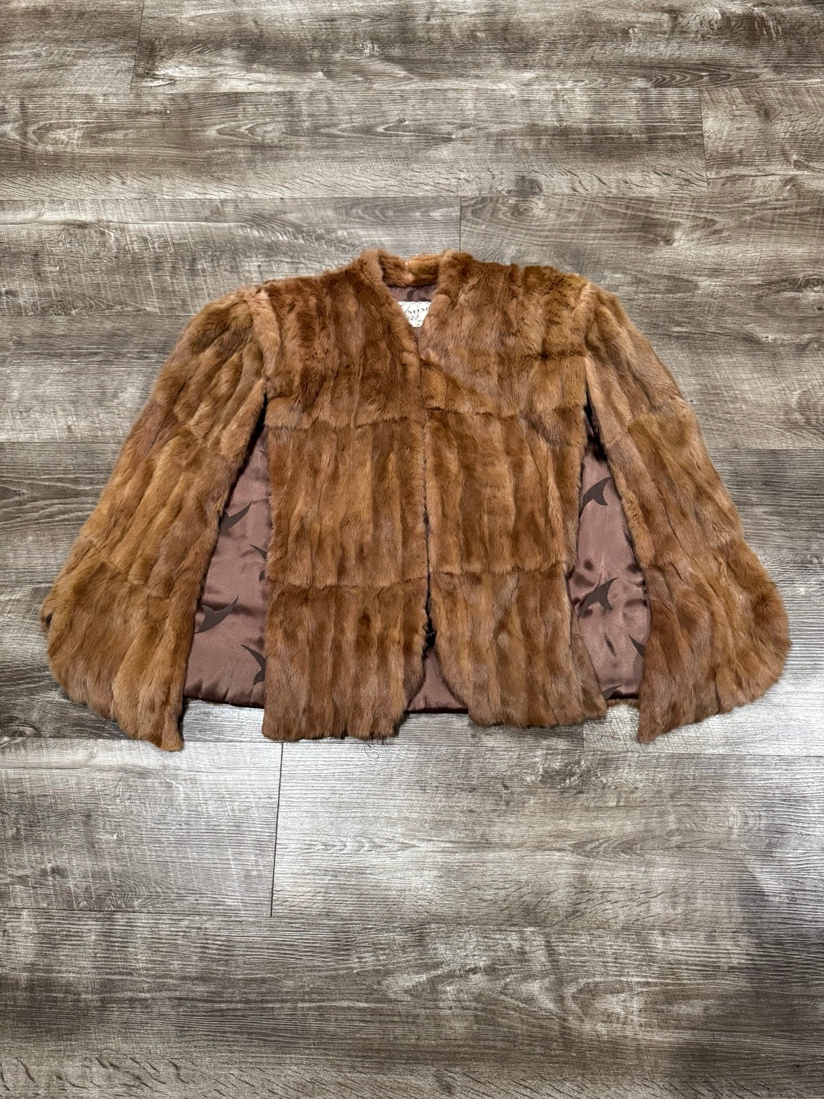 Vintage Fox Fur REAL Victor Nelson Furs Seattle brown shawl cape rare HTF