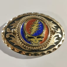 Grateful Dead STEAL YOUR FACE Stealie Gold Tone Belt Buckle 3.25x2.25