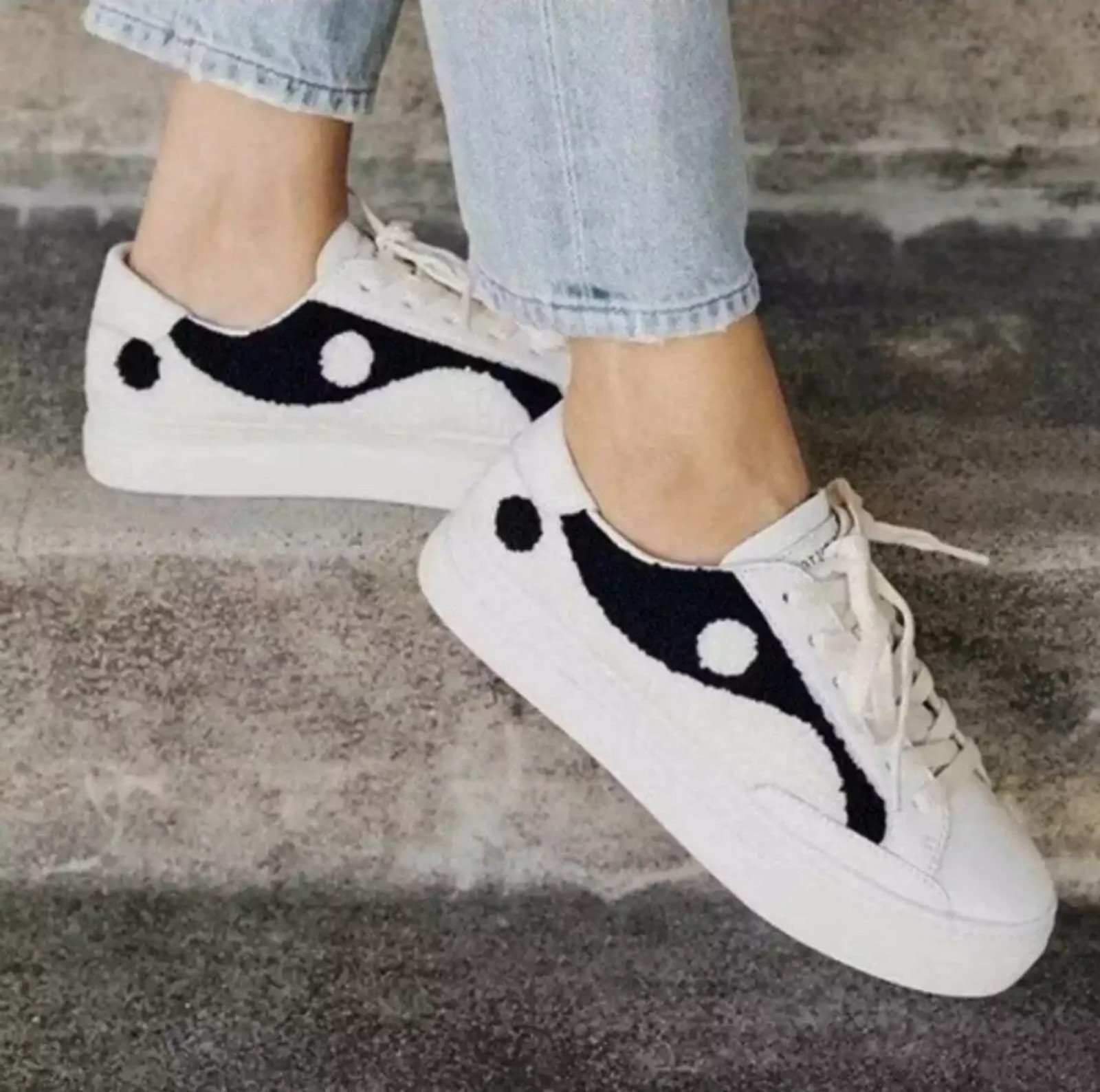 Soludos Women's Sneaker Platform Shoes Yin Yang Black & White Size 6.5 NWB 149