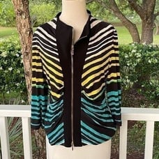 Frank Lyman Striped Zip-Front Lightweight Jacket